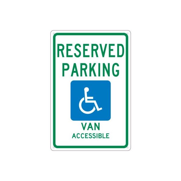 National Marker Co NMC Traffic Sign, Reserved Van Parking Michigan, 18in X 12in, White TMS319G